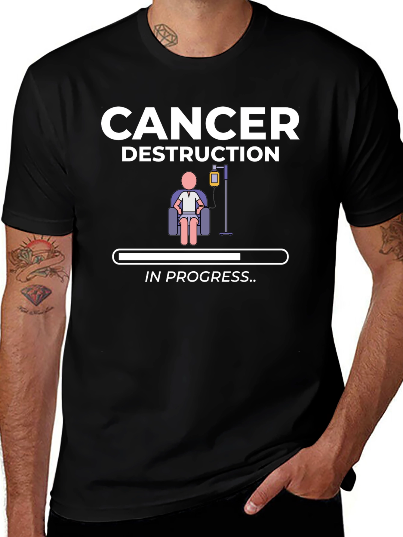 Cancer Destruction in Progress Black T-Shirt