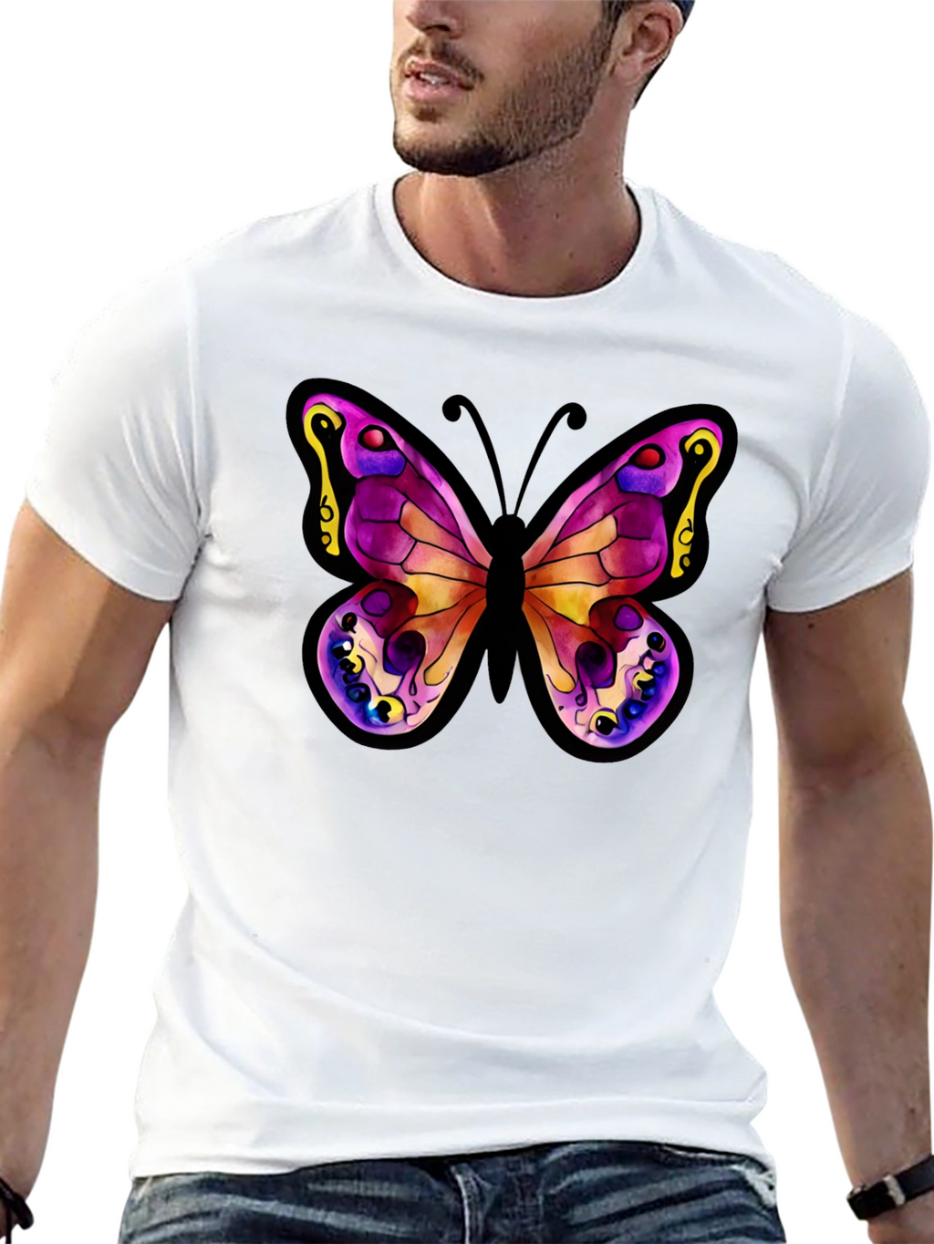 Butterfly Graphic Tee - Stylish Black Cotton Shirt