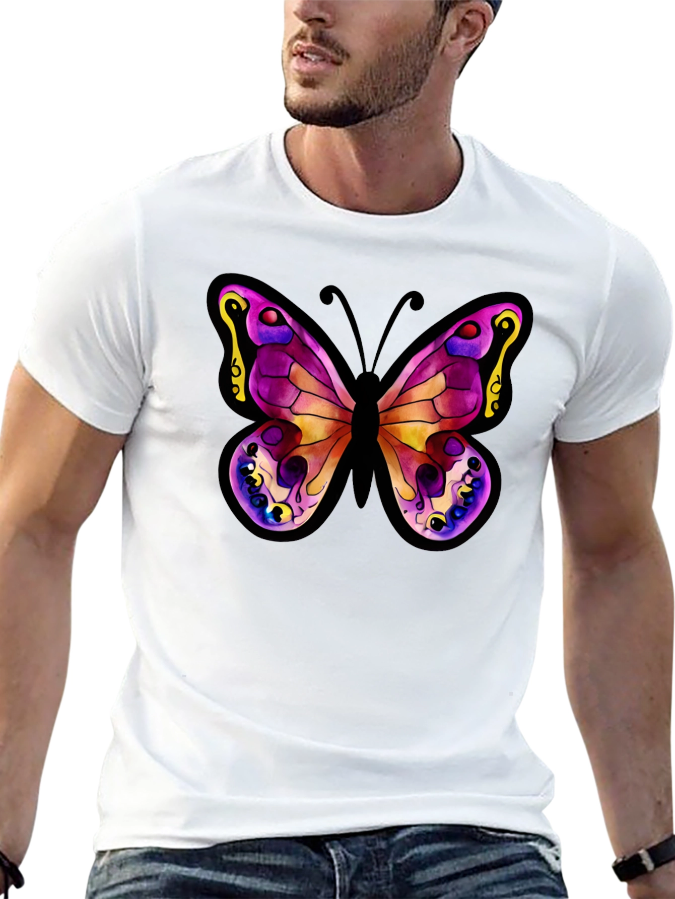 Butterfly Graphic Tee - Stylish Black Cotton Shirt