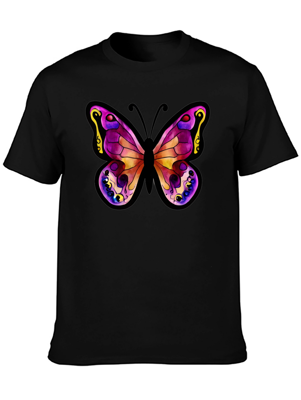 Butterfly Graphic Tee - Stylish Black Cotton Shirt