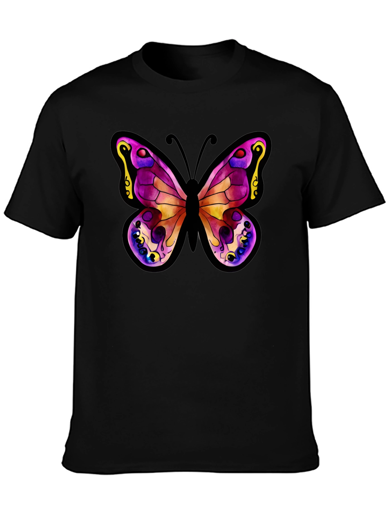 Butterfly Graphic Tee - Stylish Black Cotton Shirt