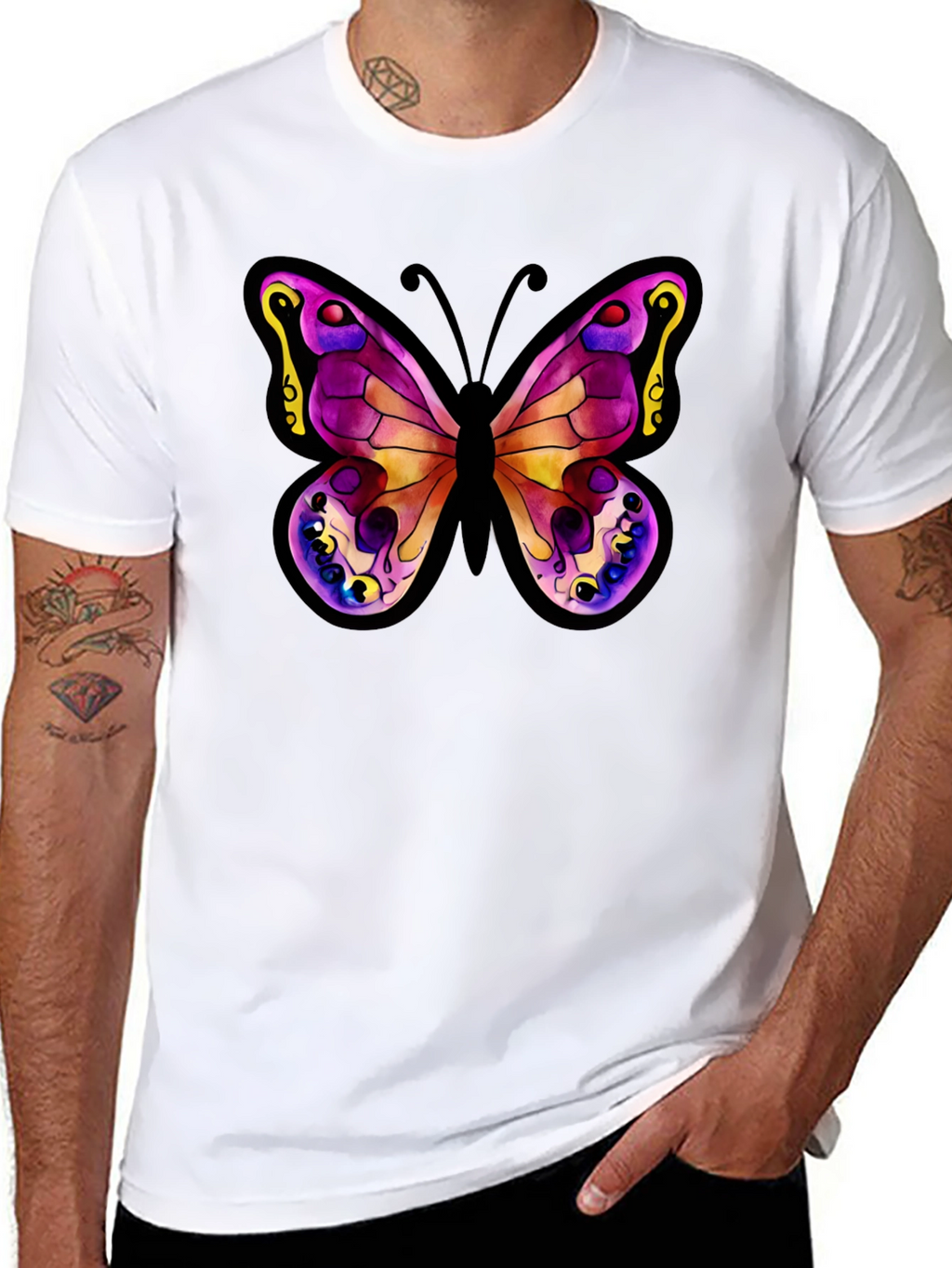 Butterfly Graphic Tee - Stylish Black Cotton Shirt