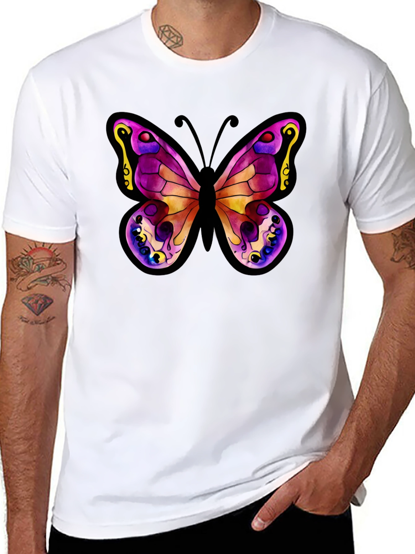Butterfly Graphic Tee - Stylish Black Cotton Shirt