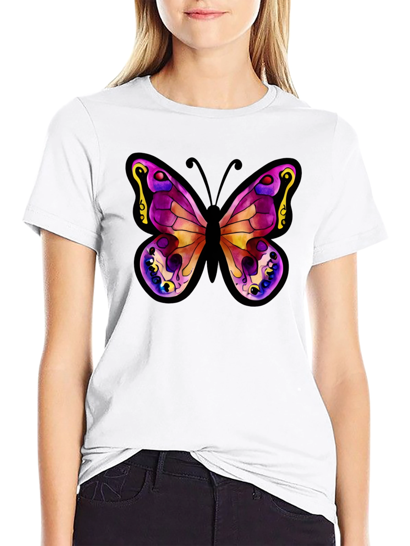 Butterfly Graphic Tee - Stylish Black Cotton Shirt