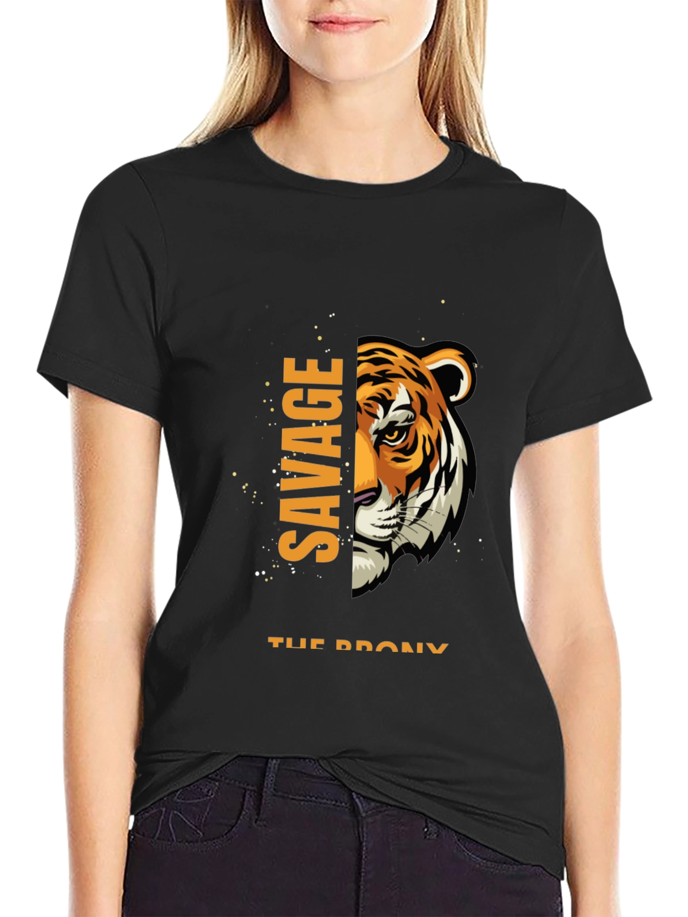 Savage Tiger Graphic Print Black T-Shirt