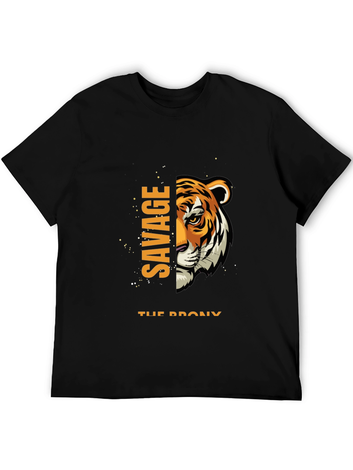 Savage Tiger Graphic Print Black T-Shirt