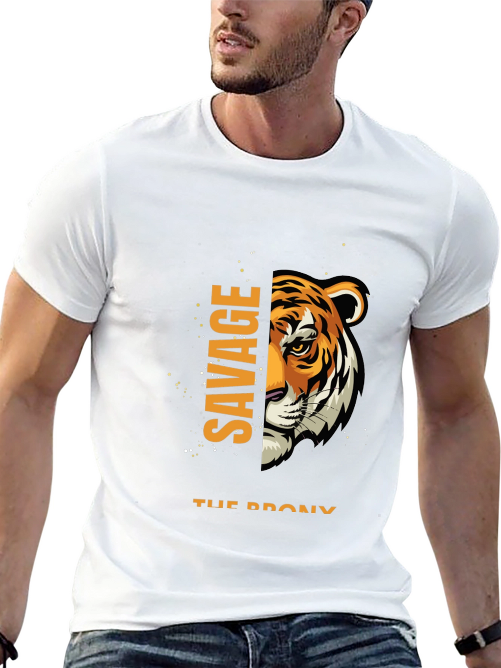 Savage Tiger Graphic Print Black T-Shirt