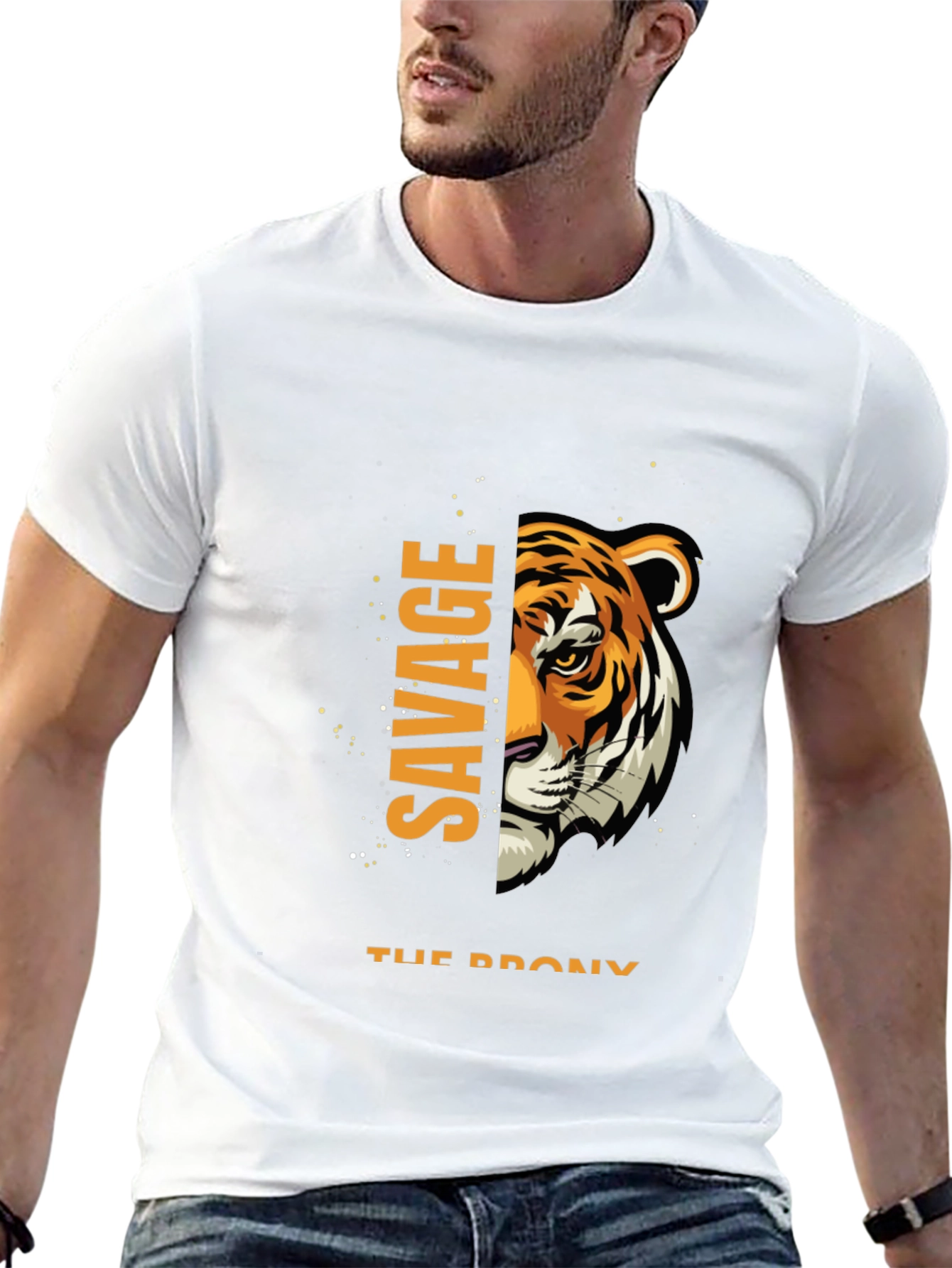 Savage Tiger Graphic Print Black T-Shirt