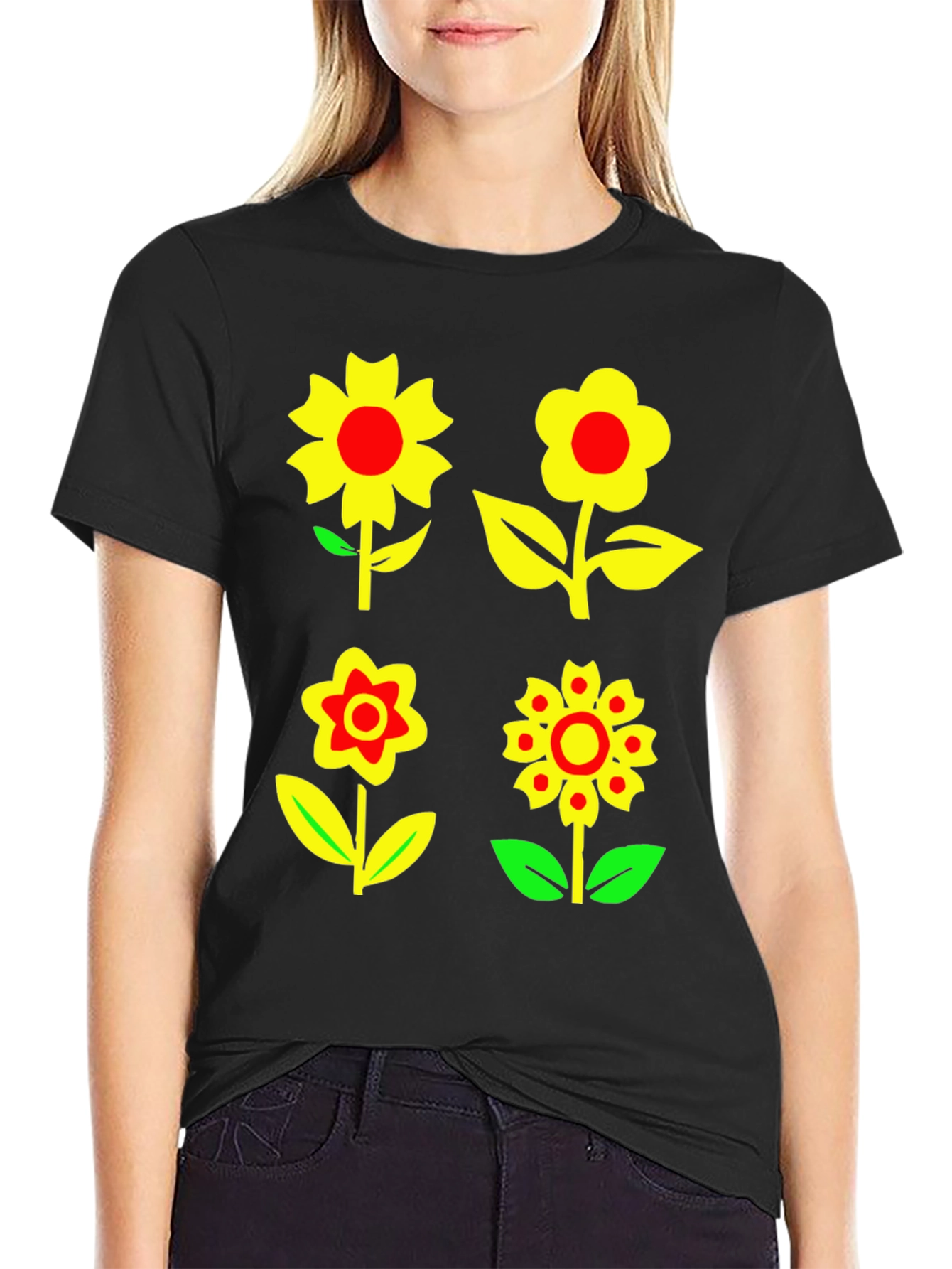 Floral Print T-Shirt - Funky Flower Power Tee
