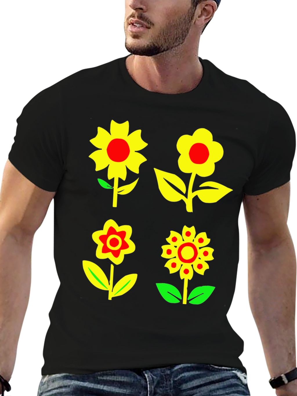 Floral Print T-Shirt - Funky Flower Power Tee