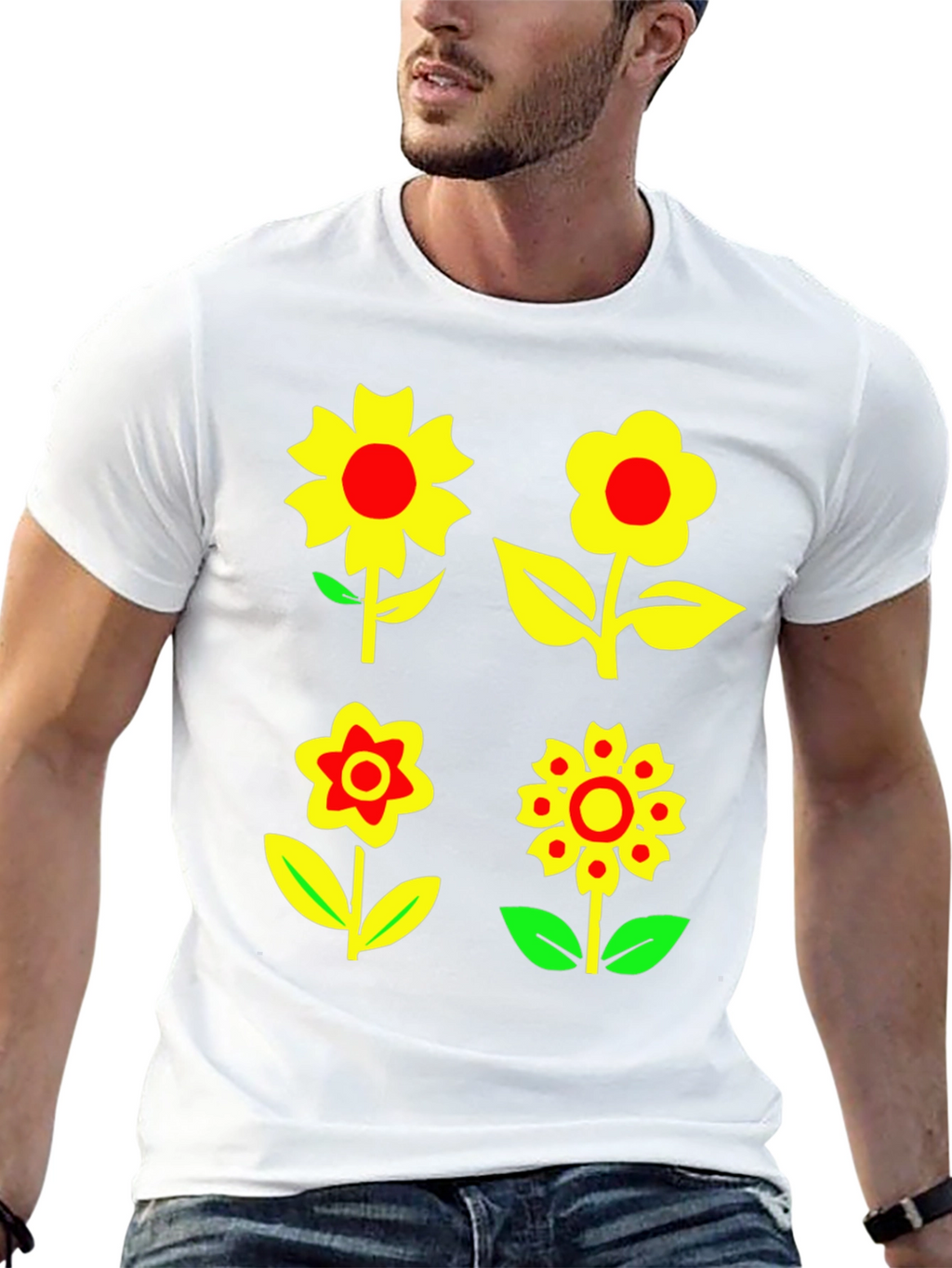 Floral Print T-Shirt - Funky Flower Power Tee