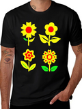 Floral Print T-Shirt - Funky Flower Power Tee