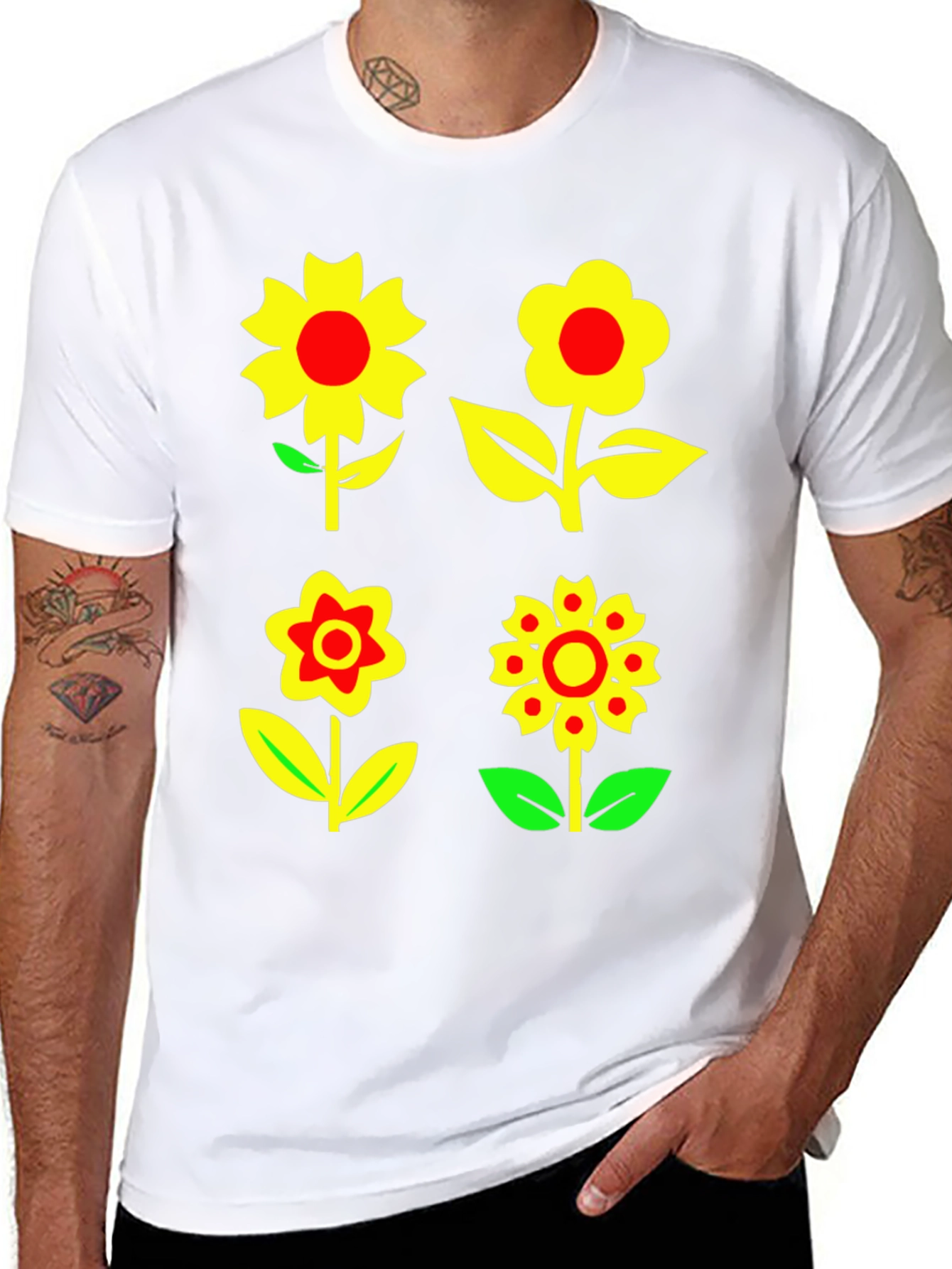 Floral Print T-Shirt - Funky Flower Power Tee