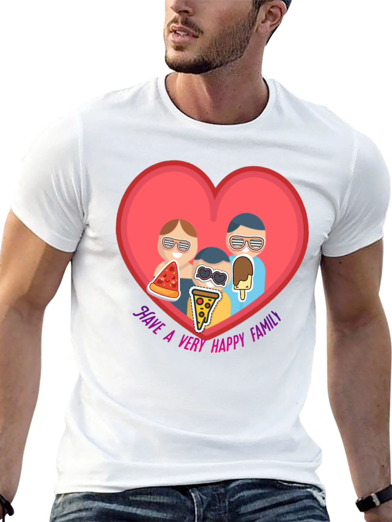 Family Love Graphic T-Shirt - Cute Foodie Design