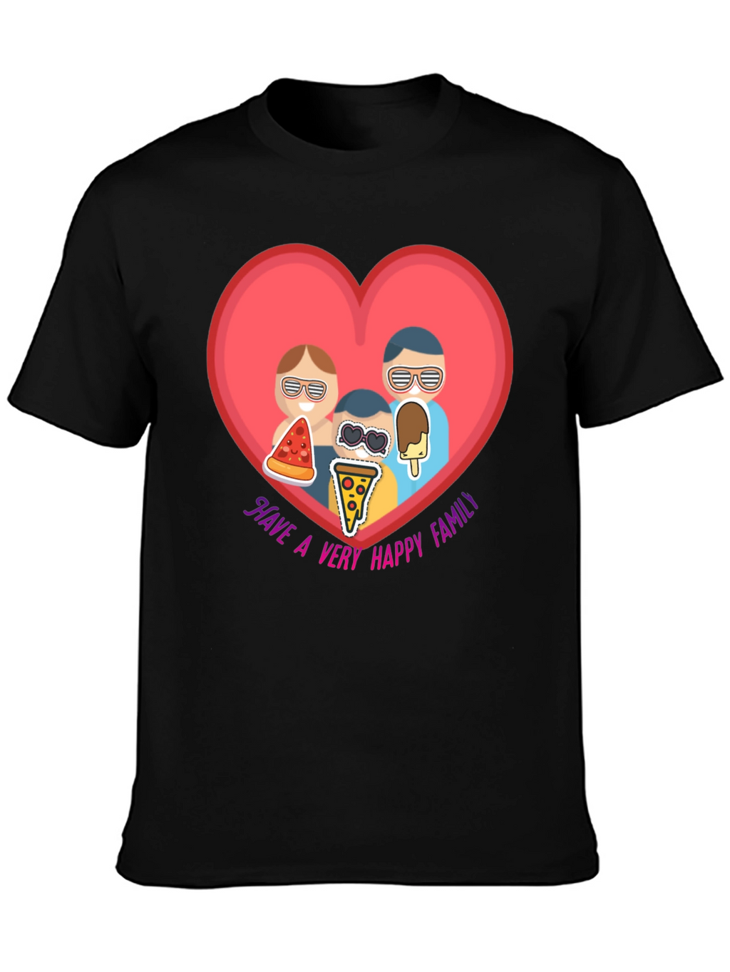Family Love Graphic T-Shirt - Cute Foodie Design