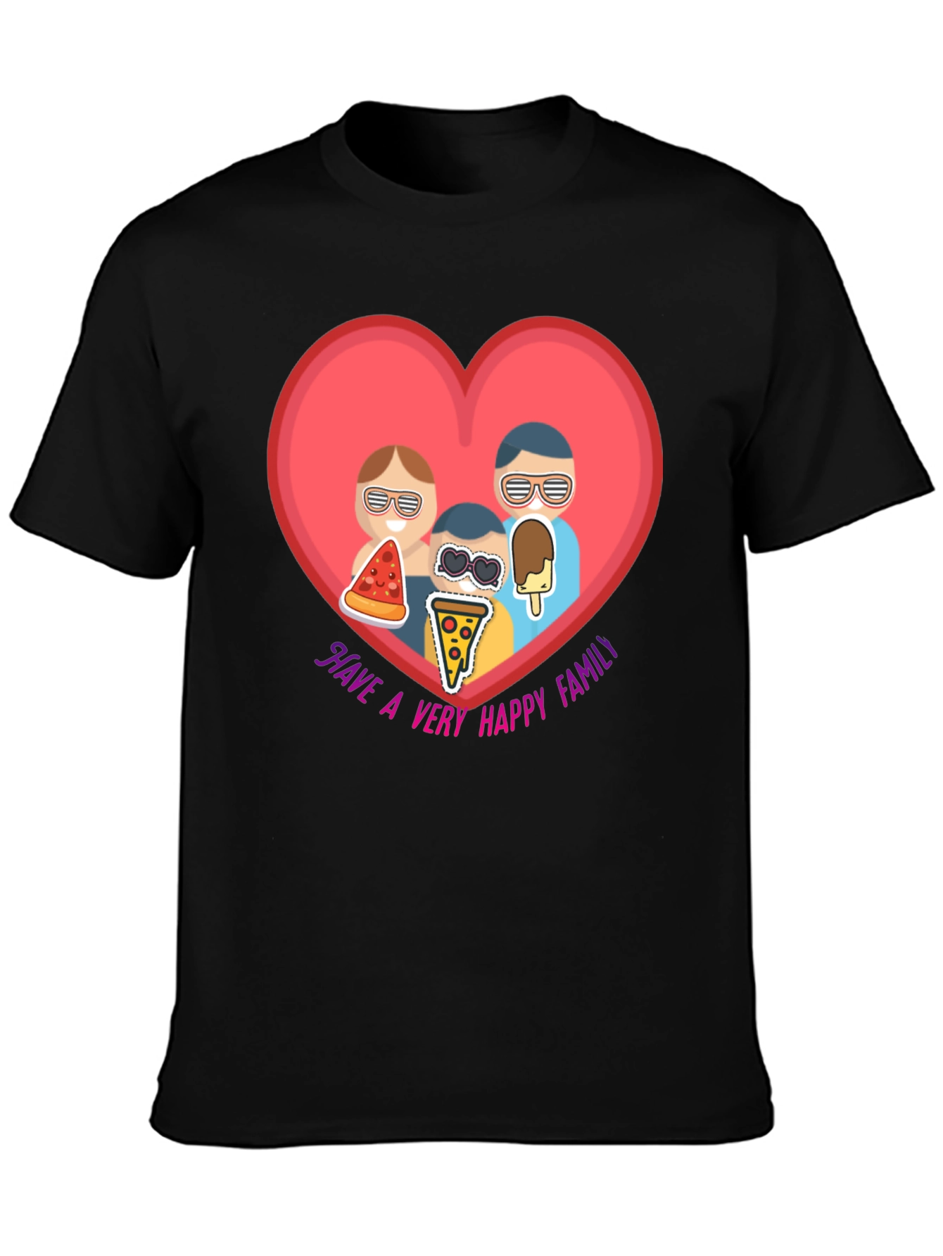 Family Love Graphic T-Shirt - Cute Foodie Design