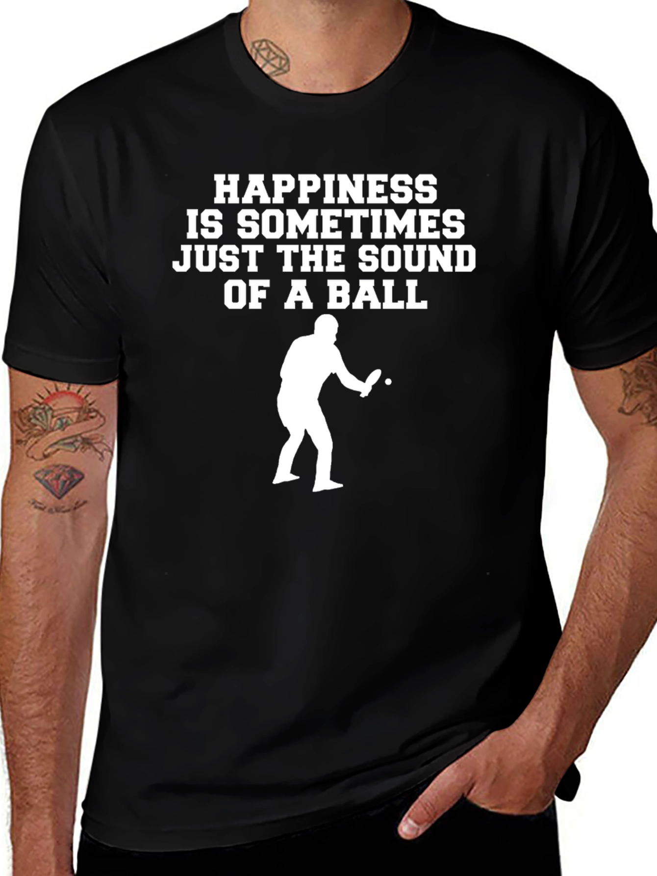 Ping Pong Happiness Graphic Tee - Black