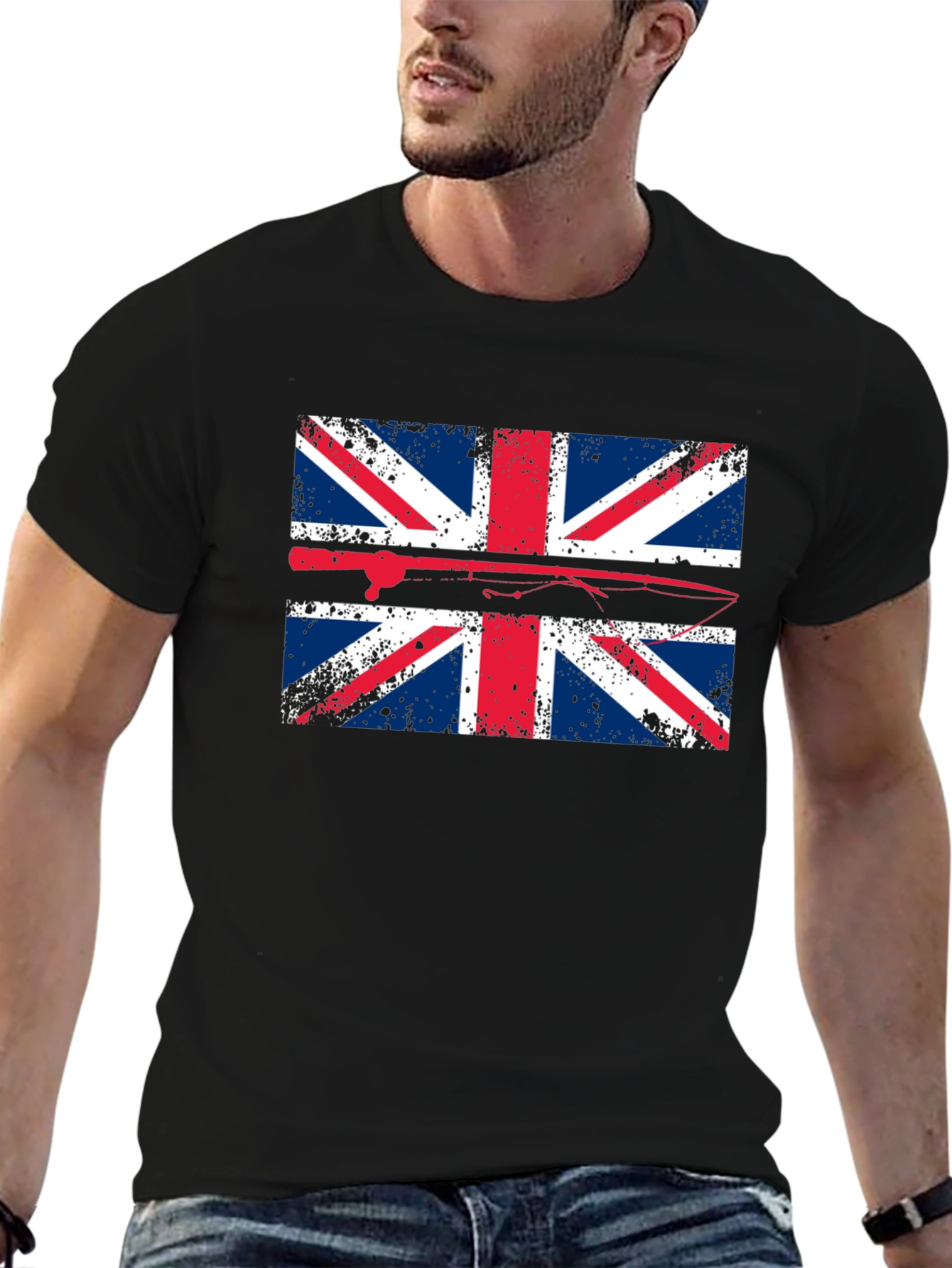 Union Jack Fishing T-Shirt - Distressed British Flag Tee