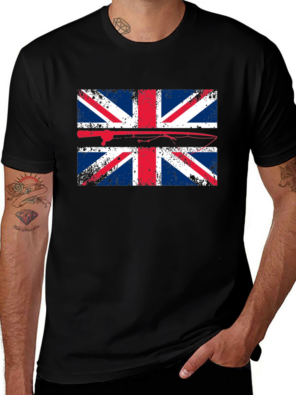 Union Jack Fishing T-Shirt - Distressed British Flag Tee
