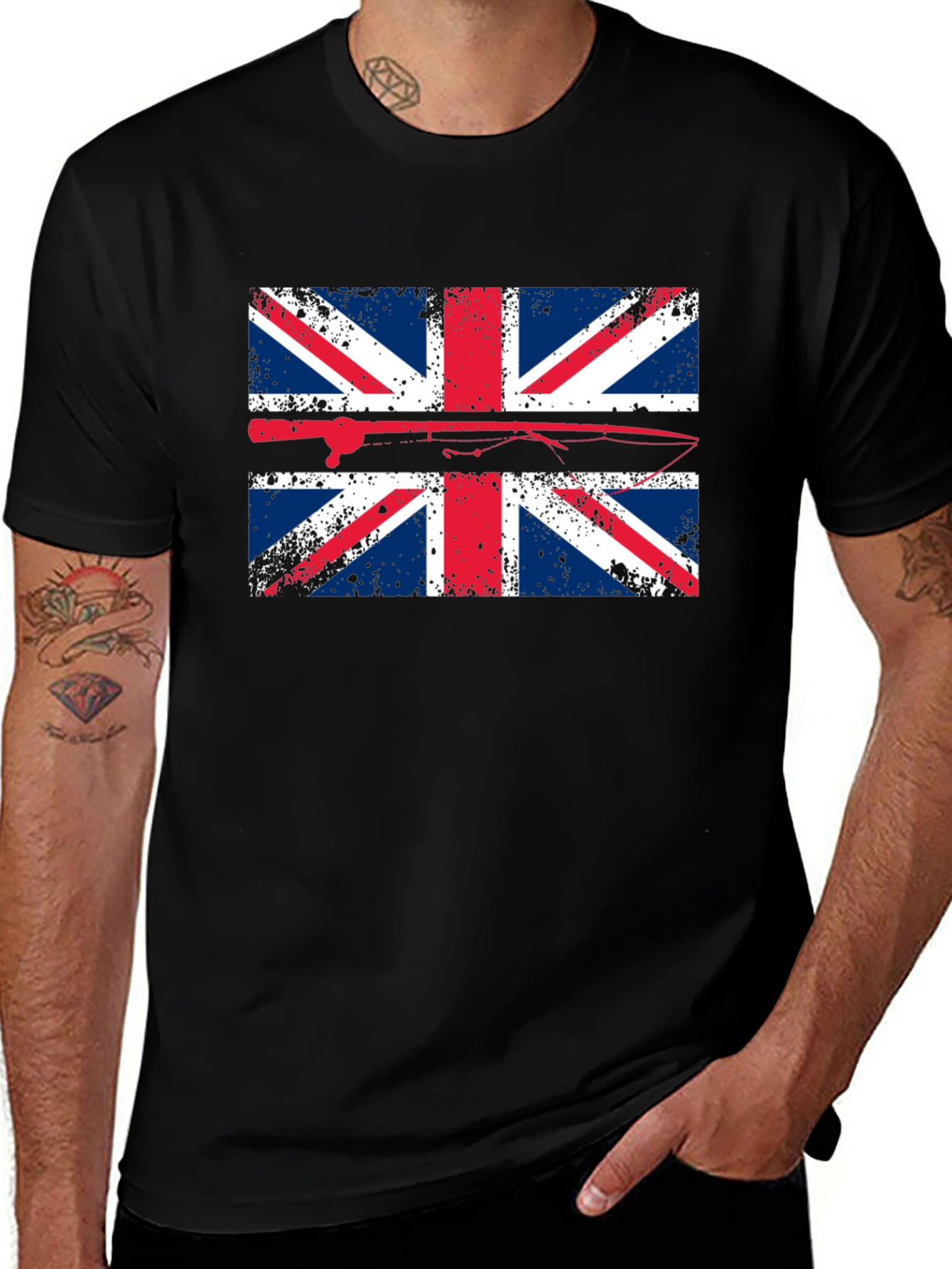 Union Jack Fishing T-Shirt - Distressed British Flag Tee