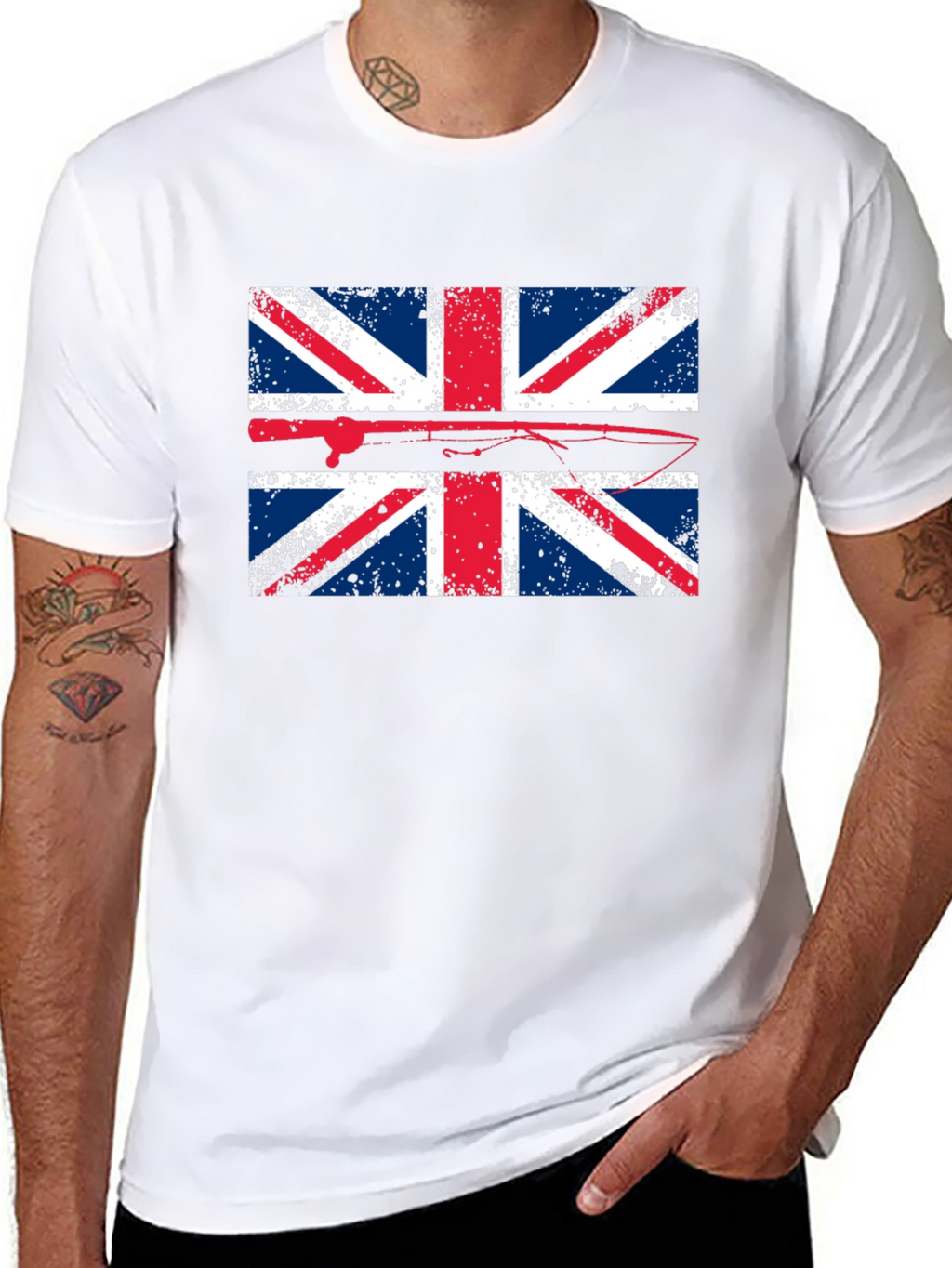 Union Jack Fishing T-Shirt - Distressed British Flag Tee