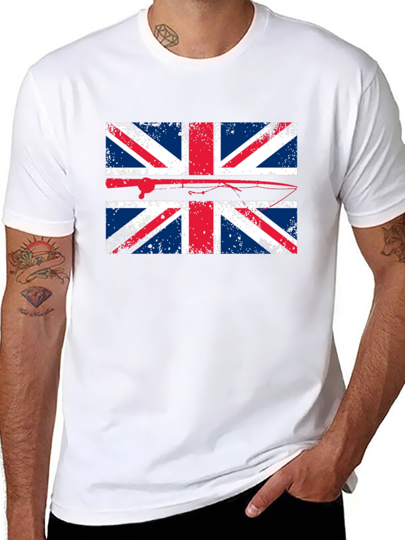 Union Jack Fishing T-Shirt - Distressed British Flag Tee