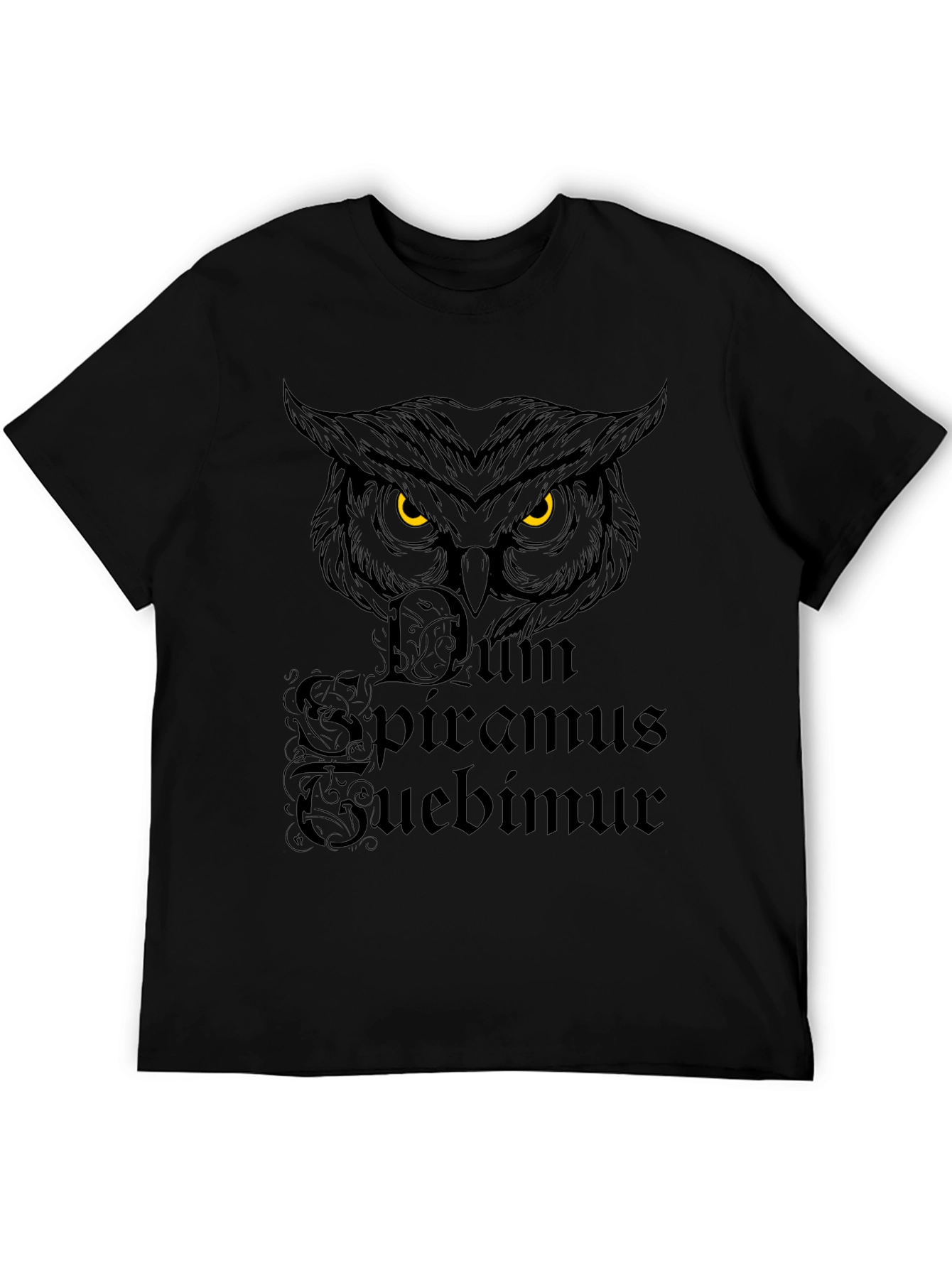 Owl Dum Spiro Spero Black T-Shirt