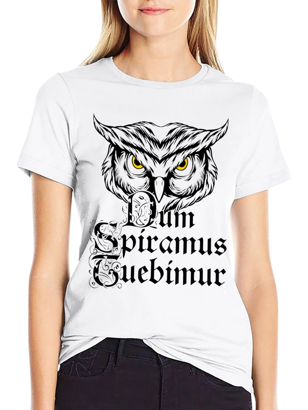 Owl Dum Spiro Spero Black T-Shirt