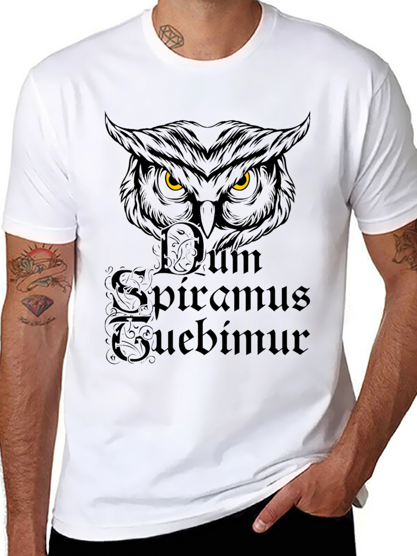 Owl Dum Spiro Spero Black T-Shirt