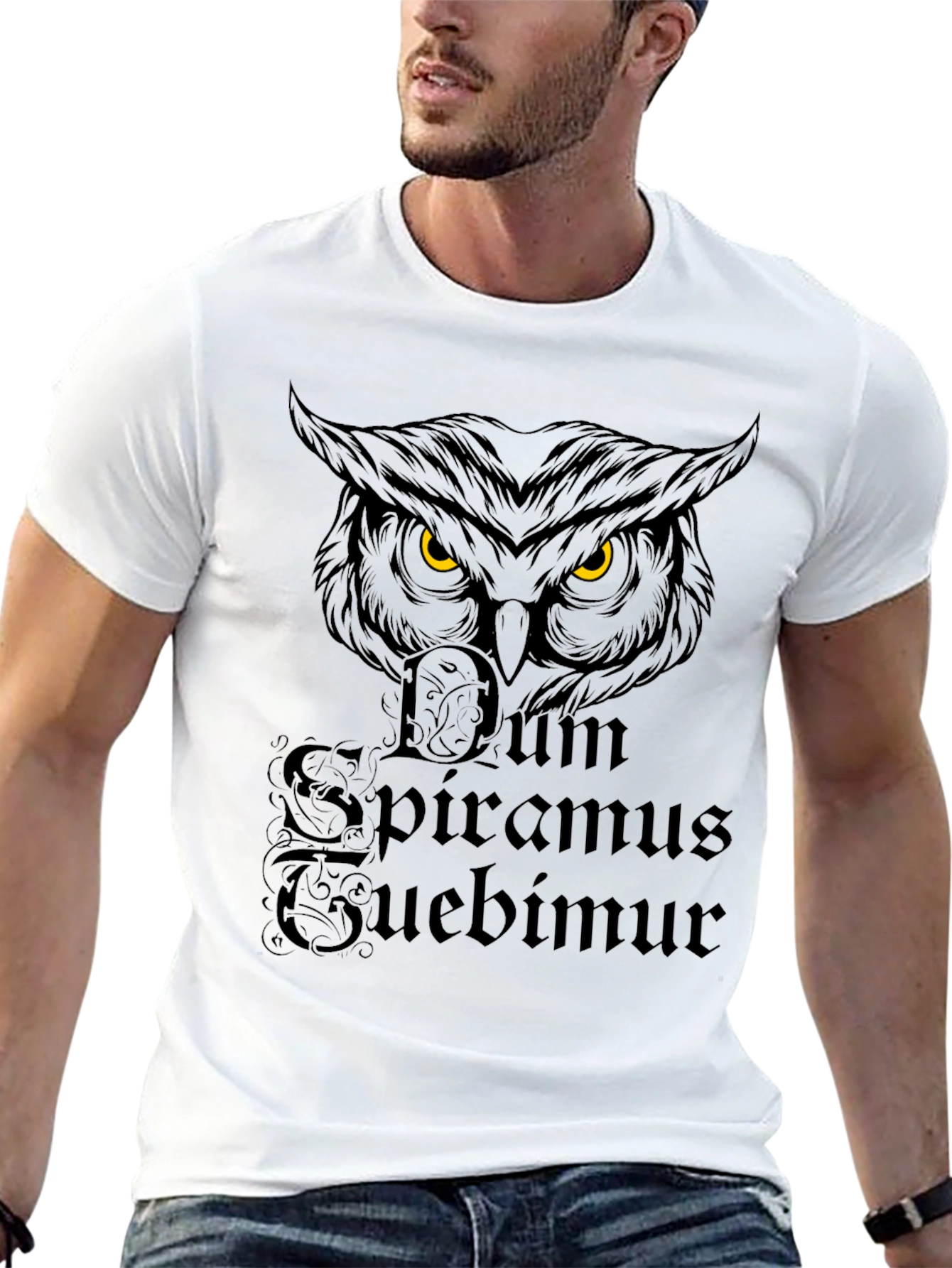 Owl Dum Spiro Spero Black T-Shirt