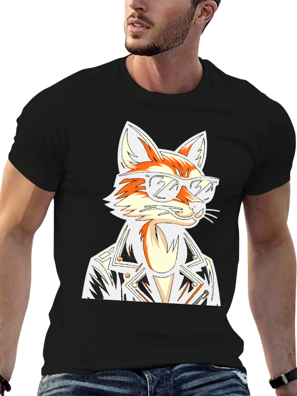 Cool Fox Graphic T-Shirt - Black