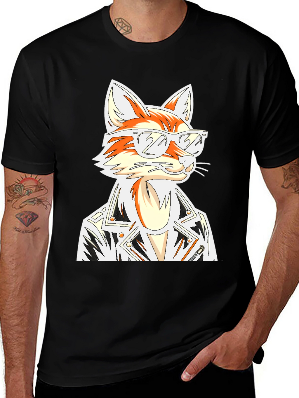 Cool Fox Graphic T-Shirt - Black