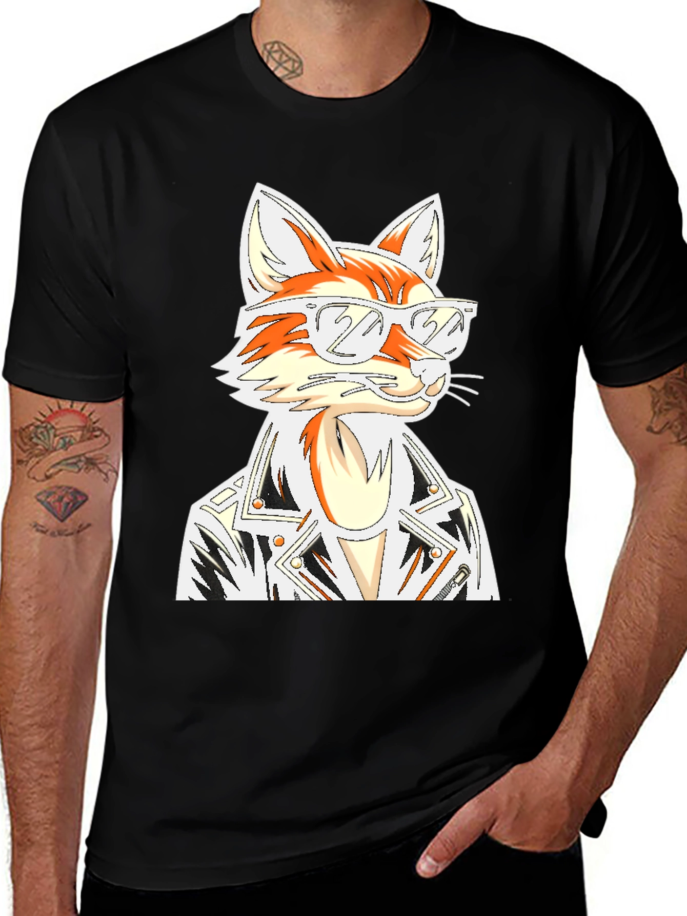 Cool Fox Graphic T-Shirt - Black
