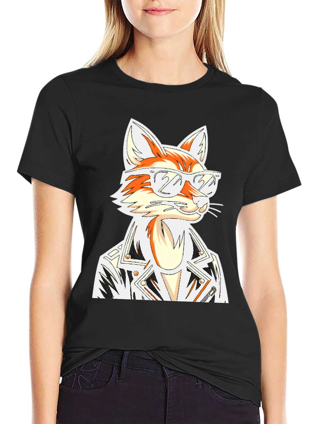 Cool Fox Graphic T-Shirt - Black
