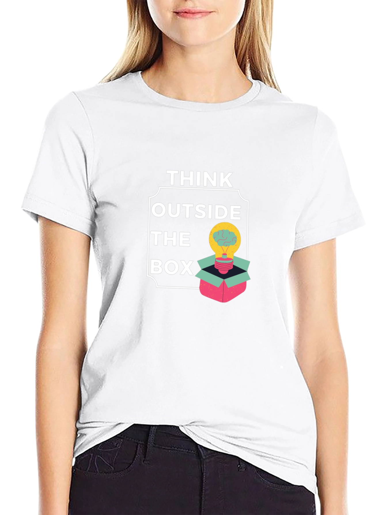 Think Outside the Box Graphic Tee - Mens Black Cotton T-Shirt