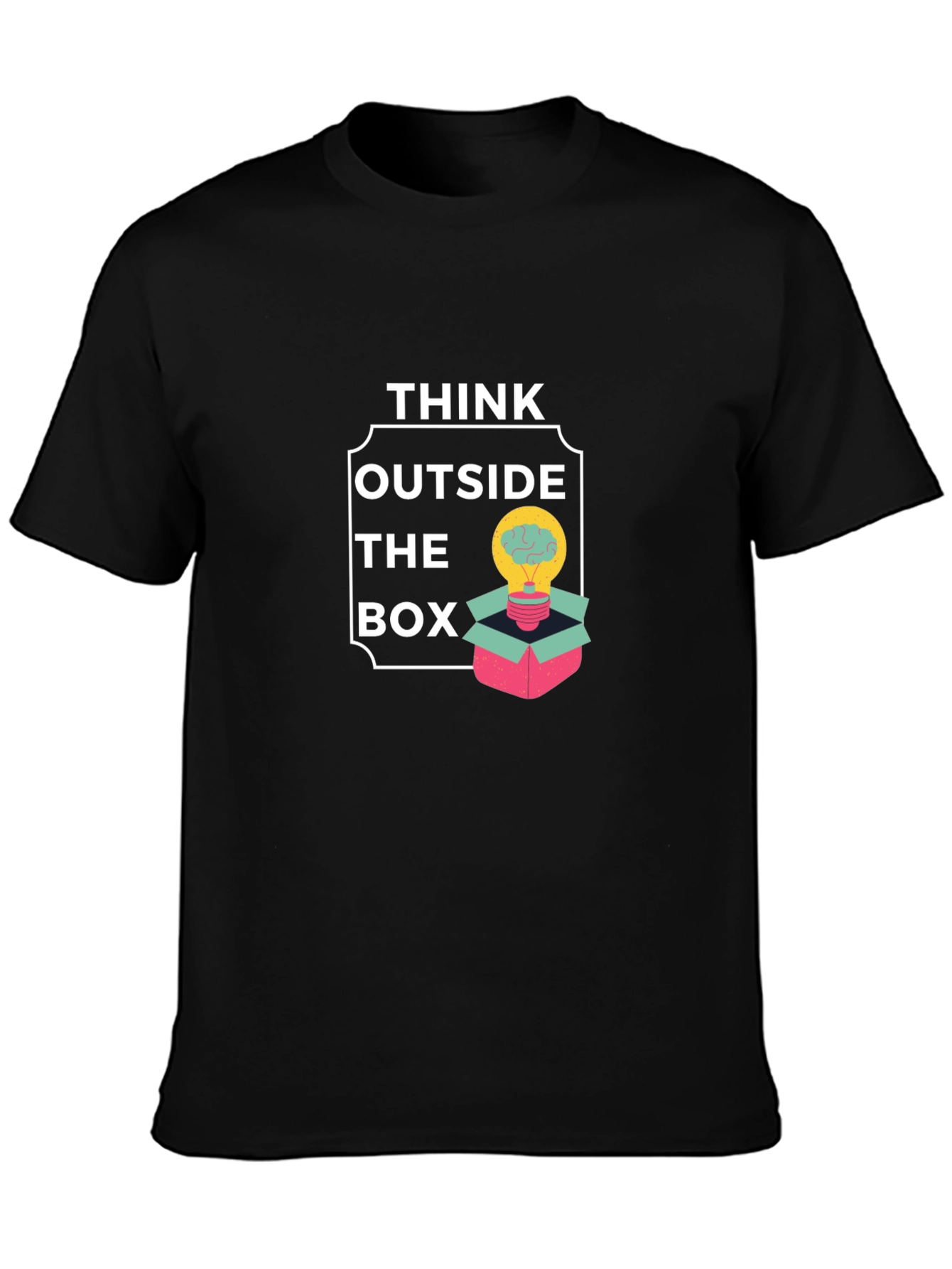 Think Outside the Box Graphic Tee - Mens Black Cotton T-Shirt