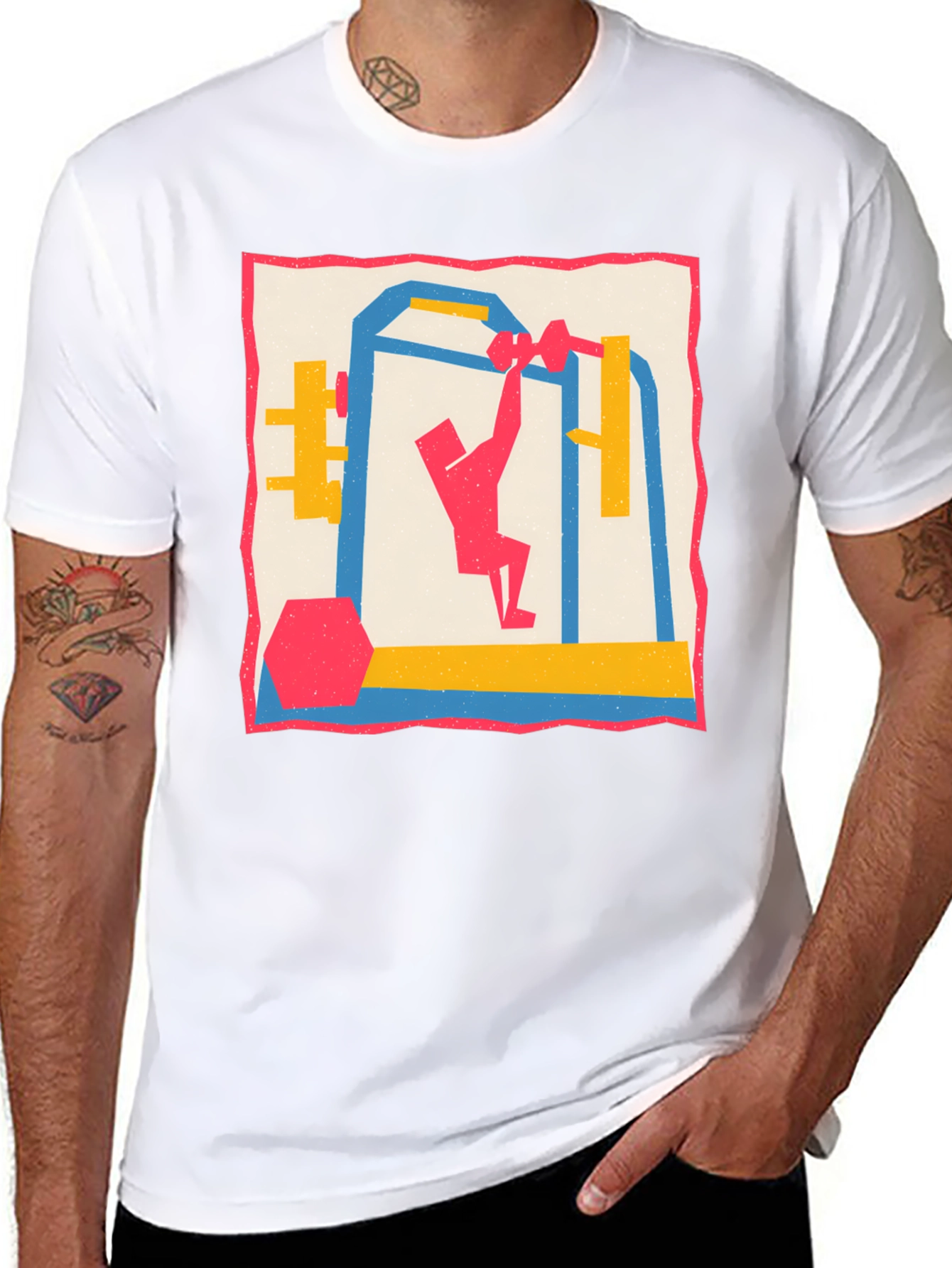 Graphic Tee: Gym Workout Design - Mens Casual T-Shirt