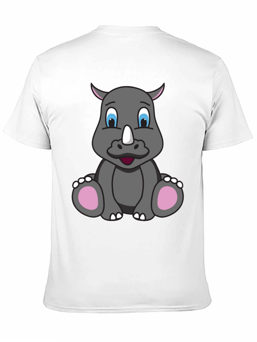 Cute Cartoon Rhino Black T-Shirt