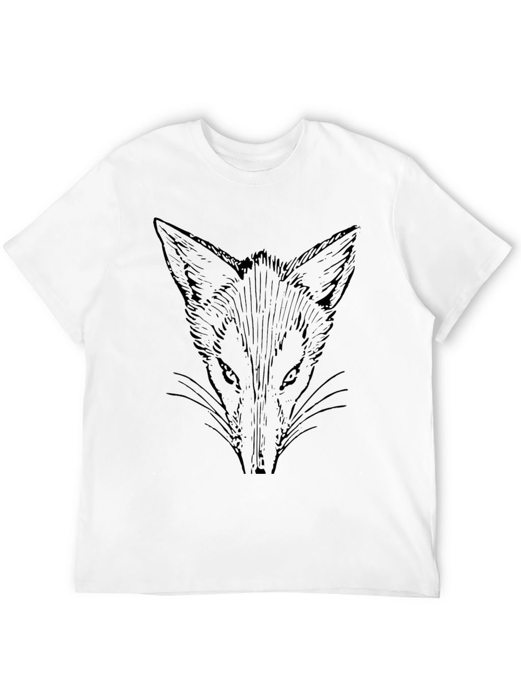 Mens Black T-Shirt with Fox Graphic Print