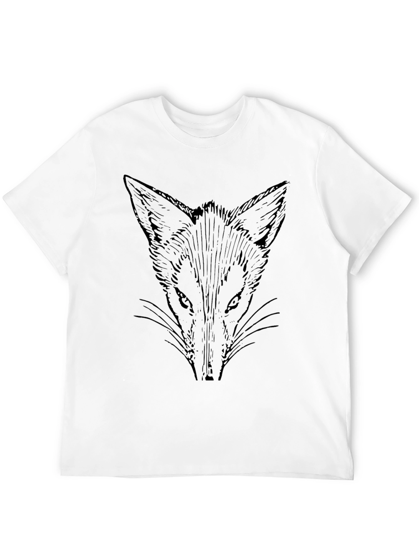 Mens Black T-Shirt with Fox Graphic Print