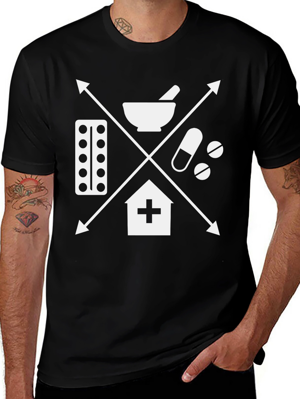 Pharmacy Symbol Graphic Tee - Black