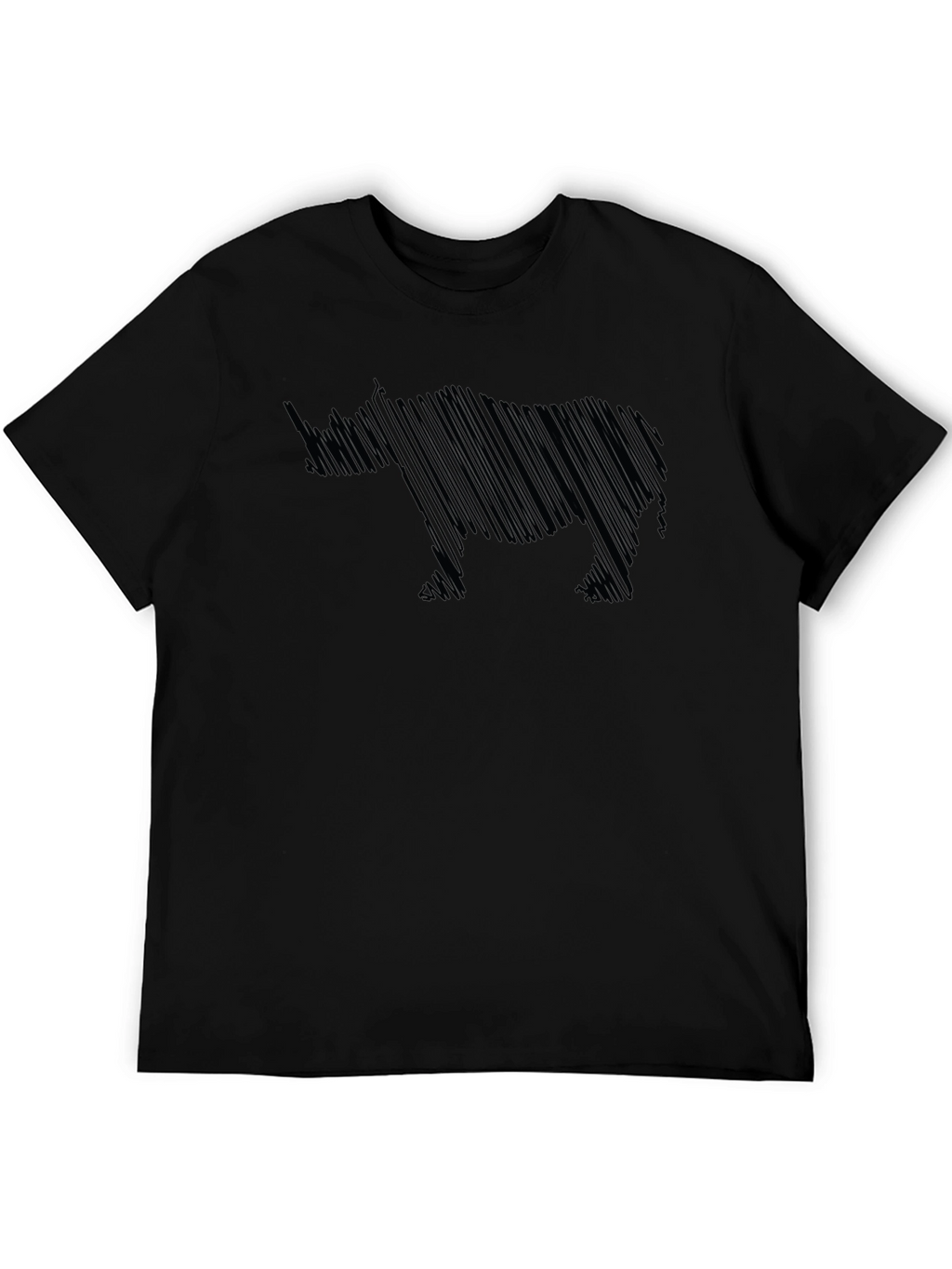 Rhino Sketch Mens Black T-Shirt