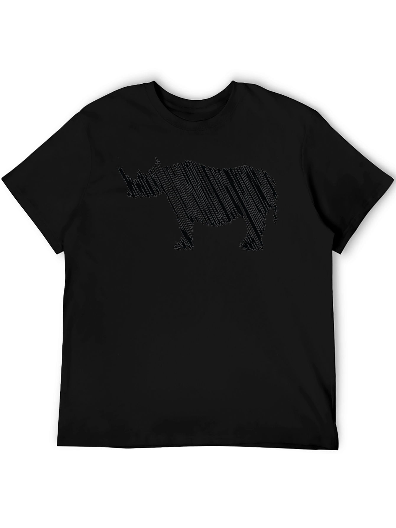 Rhino Sketch Mens Black T-Shirt