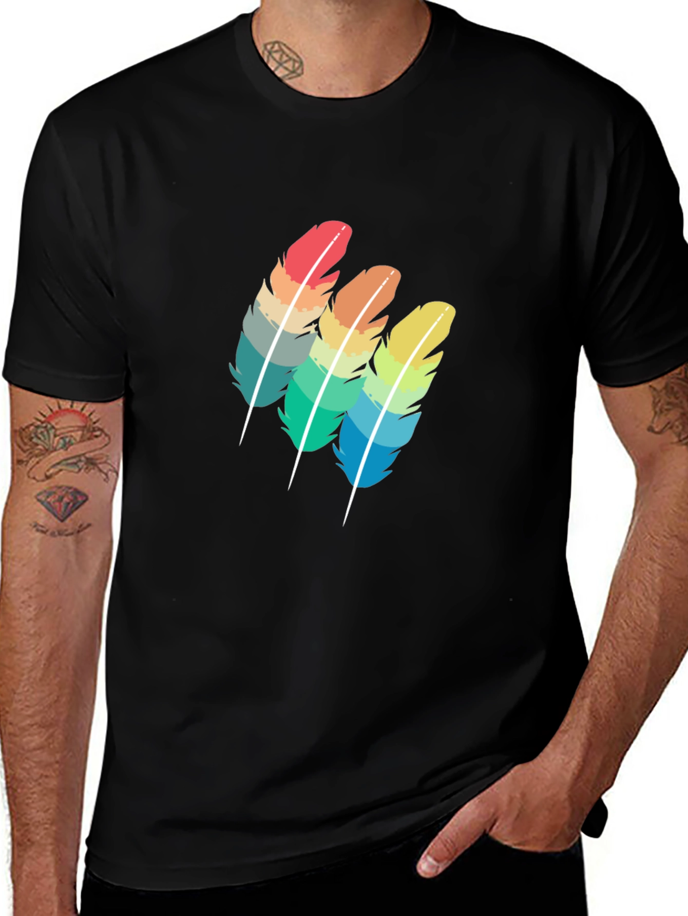 Rainbow Feather Graphic Tee