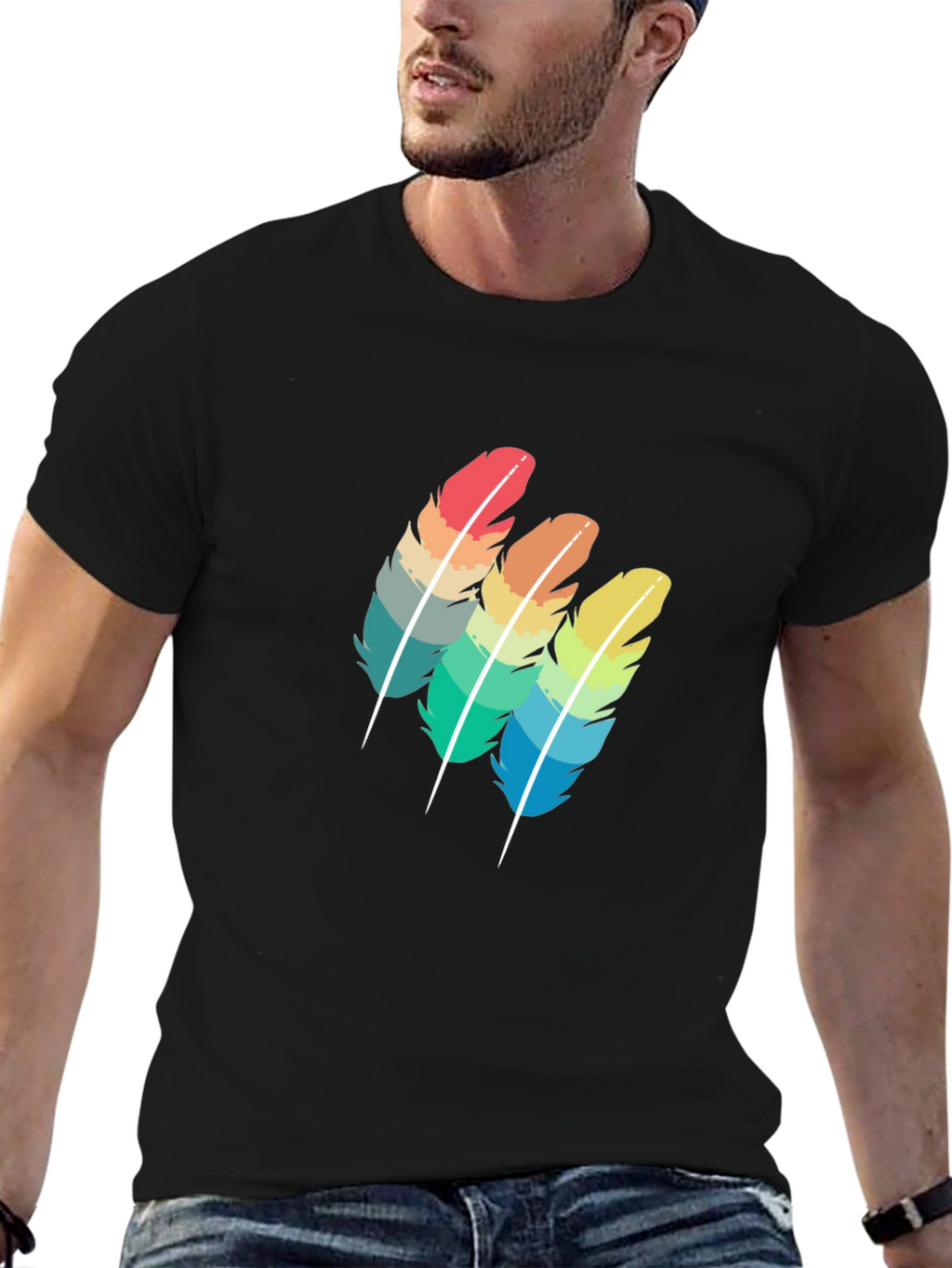 Rainbow Feather Graphic Tee