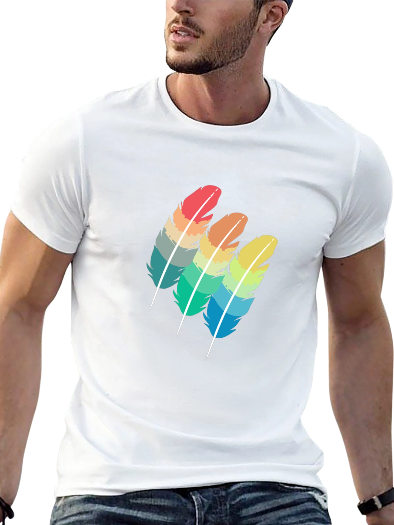 Rainbow Feather Graphic Tee