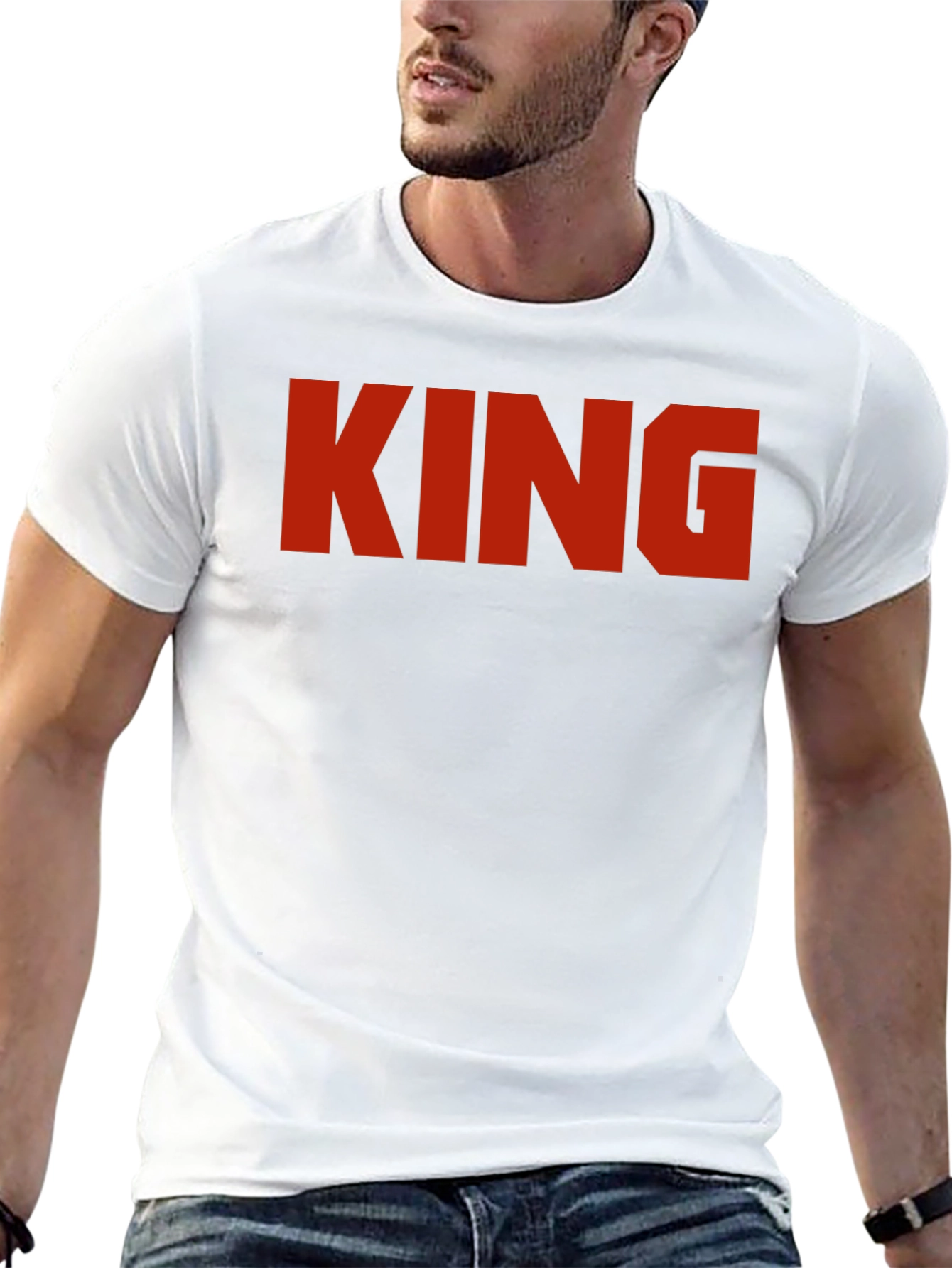 King Graphic Print Black T-Shirt