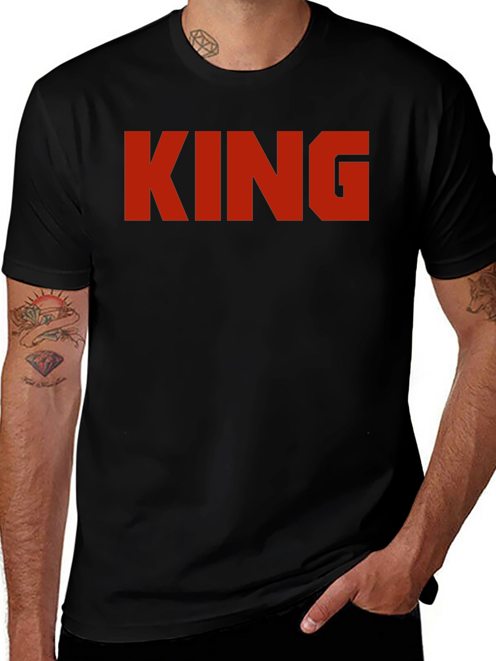King Graphic Print Black T-Shirt