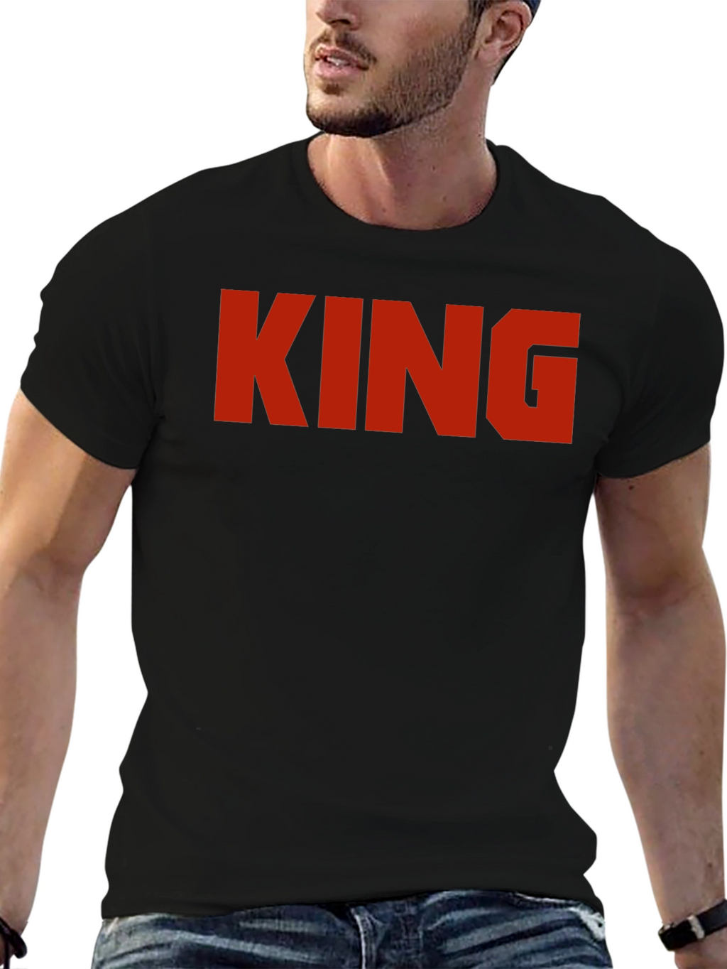 King Graphic Print Black T-Shirt