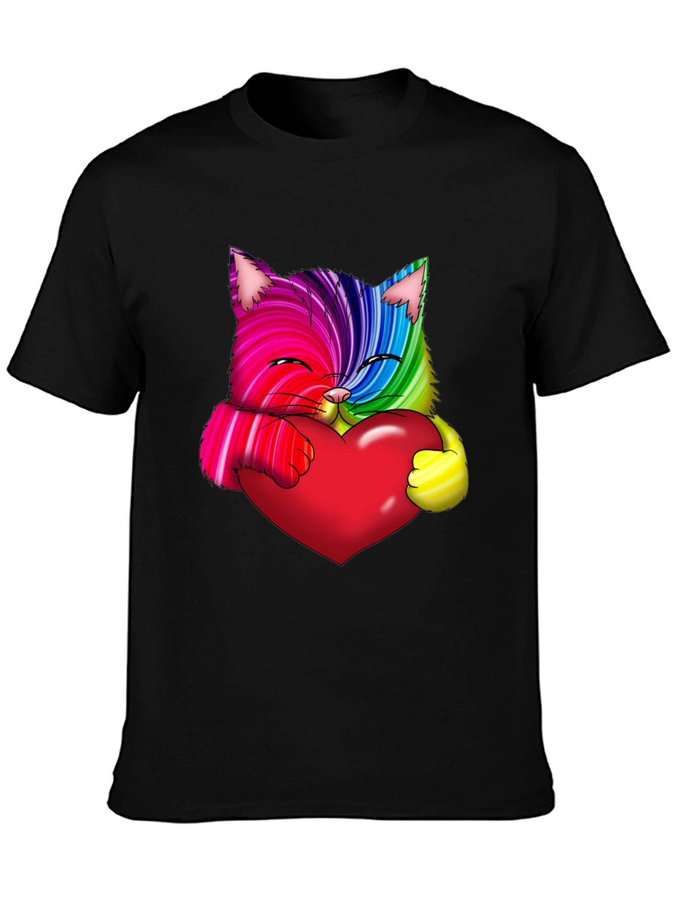 Rainbow Cat Heart Graphic Tee - Love & Pride